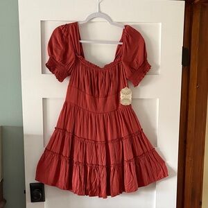 Altar'd State Terracotta Smocked Mini Dress